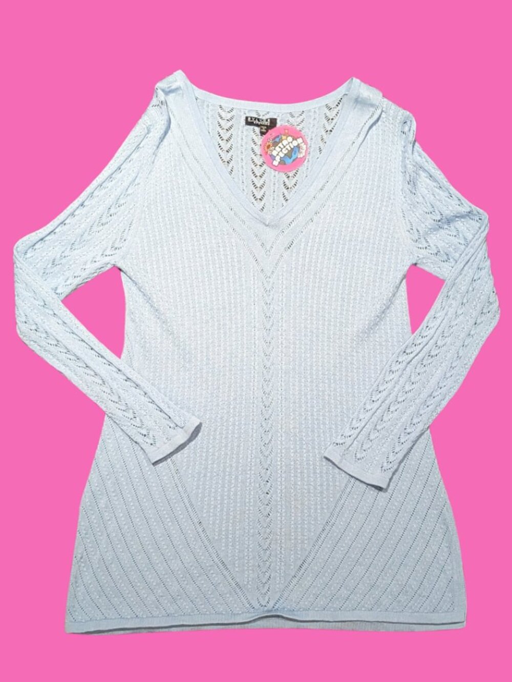 Bylyse Spenard Light Blue Crochet Top Size S